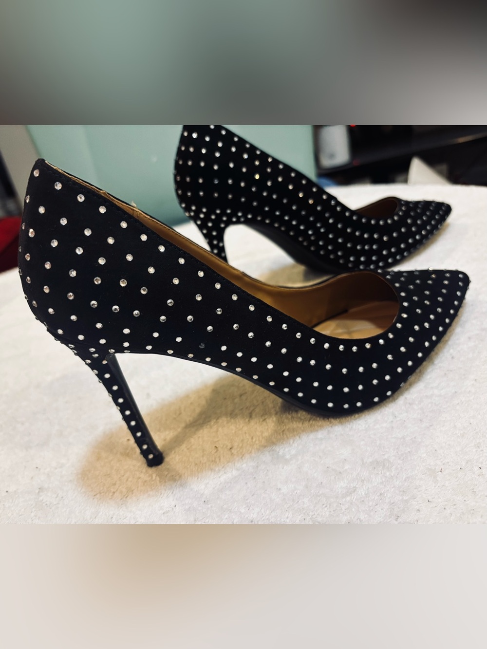 Brand New Crystals On Velvet Heels By Rogue - Size 12 - Heel 4 Inches - box 88